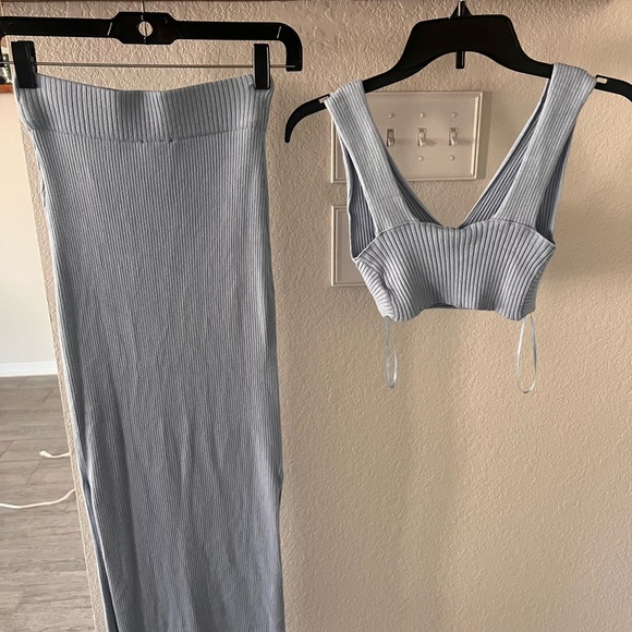 Light Gray Ribbed Two-Piece Set - Picture 2 of 2